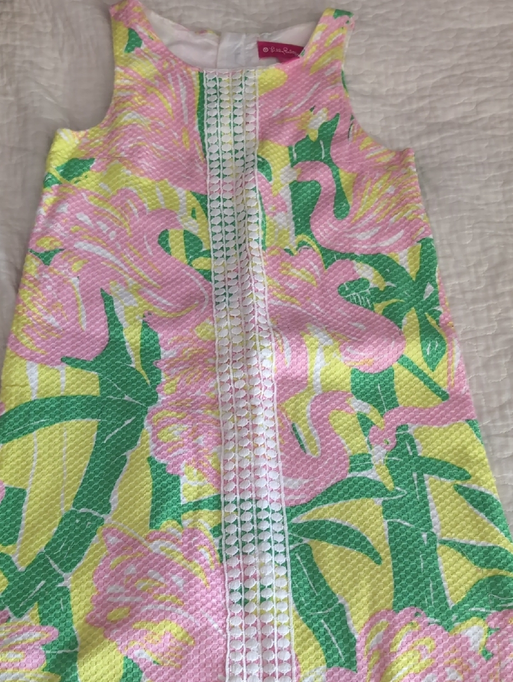 Lilly Pulitzer Pink, Yellow & Green Flamingo Print Shift Dress